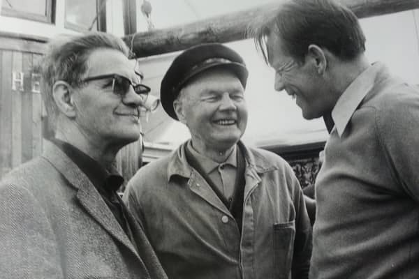 Leif Larsen - known as "Shetlands Larsen" - the most famous Norweigian sailor who operated the Shetland Bus escape route during the war - is pictured here (left) with comrades Severin Roald and Mickey Fiveldal, who helped to run soliders, spies and supplies between Scotland and Nazi-occupied Norway during World War Two. Their lifesaving voyages across the North Sea are due to be recreated as part of the 80th anniversary of VE Day next month. PIC: Sunnmøre museum.