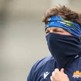 Hamish Watson goes incognito during an Edinburgh Rugby training session at Hive Stadium.