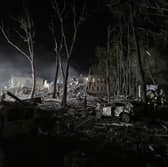 The aftermath of a 'massive' Russian missile strike on a residential area of Ukrainian capital Kyiv