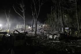 The aftermath of a 'massive' Russian missile strike on a residential area of Ukrainian capital Kyiv