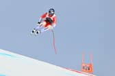 Switzerland's Franjo Von Allmen competes in the men's downhill event at the FIS Alpine Skiing World Cup in Crans-Montana on 22 February 2025