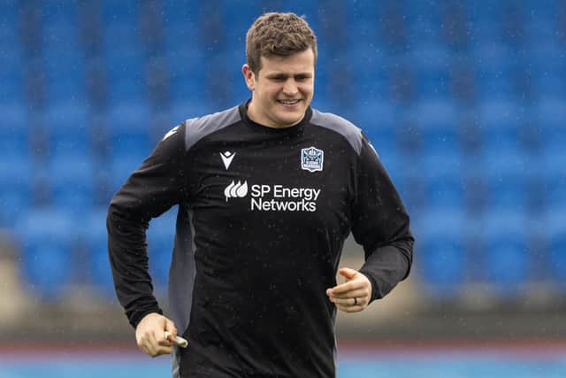 Scott Cummings during a Glasgow Warriors training session at Scotstoun Stadium.