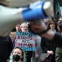 Supporters of trans rights hold a rally in Edinburgh following the Supreme Court ruling about the definition of a woman (Picture: Jeff J Mitchell)