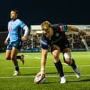 Warriors' Kyle Steyn scores a second half try against the Bulls. (Photo by Calum Chittleburgh / SNS Group)