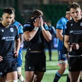 Glasgow Warriors' Tom Jordan (c) looks dejected at full time after the defeat to Bulls. (Photo by Ross MacDonald / SNS Group)
