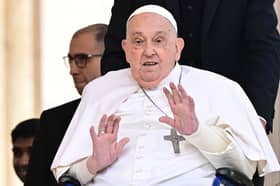 The late Pope Francis greets the crowd during a surprise appearance in St Peter's Square earlier this month (Picture: Tiziana Fabi)