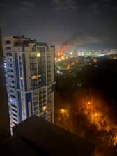 The view from Andrew Sweeney's flat after a deadly Russian missile strike hit Kyiv earlier this week