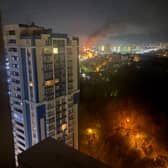 The view from Andrew Sweeney's flat after a deadly Russian missile strike hit Kyiv earlier this week