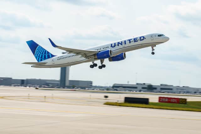 A United Airlines flight departing Edinburgh Airport