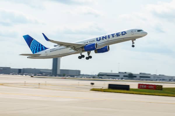A United Airlines flight departing Edinburgh Airport