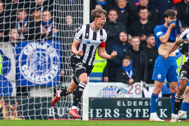 St Mirren's Mark O'Hara celebrates as he scores to make it 1-1 against Rangers at the SMiSA Stadium.