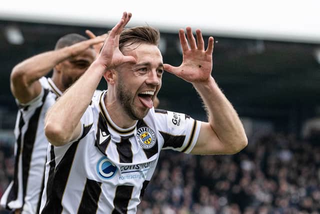 St Mirren's Conor McMenamin celebrates as he scores to make it 2-2 against Rangers.