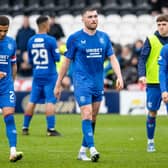 Rangers' James Tavernier, John Souttar and Connor Barron after the 2-2 draw with St Mirren in Paisley.