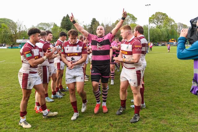  The Ayr squad receive a guard of honour from Watsonians after beating the Edinburgh team in the Arnold Clark Premiership final at Millbrae.