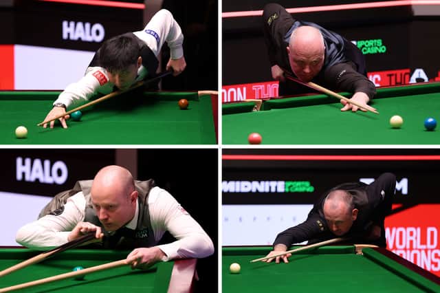 Zhao Xintong, John Higgins, Mark Williams and Chris Wakelin are battling in the world championship quarter finals.