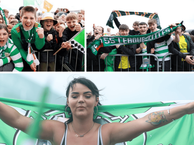 Here are 22 of the best photos of Celtic fans celebrating the team's Scottish Premiership title victory. Cr: PA/SNS Group.