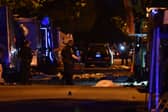 Vancouver police investigate a crime scene after a man drove into pedestrians at the annual Lapu Lapu festival celebrating Filipino culture in the south of Vancouver. Picture: Don Mackinnon/AFP via Getty Images