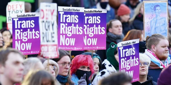 People taking part in a trans rights demonstration in Edinburgh in 2023