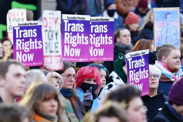 People taking part in a trans rights demonstration in Edinburgh