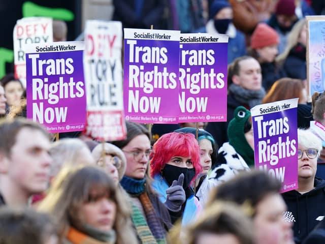 People taking part in a trans rights demonstration in Edinburgh in 2023
