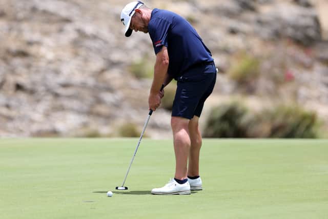 Legends Tour debutant David Drysdale in action during the Barbados Legends hosted by Ian Woosnam at Apes Hill in Saint James, Barbados.