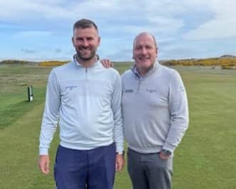 John Henry, winner of the season-opener at Montrose Links, pictured with Golfbreaks Get Back to Golf Tour founder Alan Tait