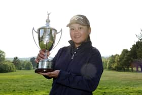 Cathkin Braes member Sabrina Wong poses with the Angela Uzielli Trophy after winning The R&A Girls U16 Amateur Championship at Gog Magog Golf Club