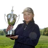 Cathkin Braes member Sabrina Wong poses with the Angela Uzielli Trophy after winning The R&A Girls U16 Amateur Championship at Gog Magog Golf Club