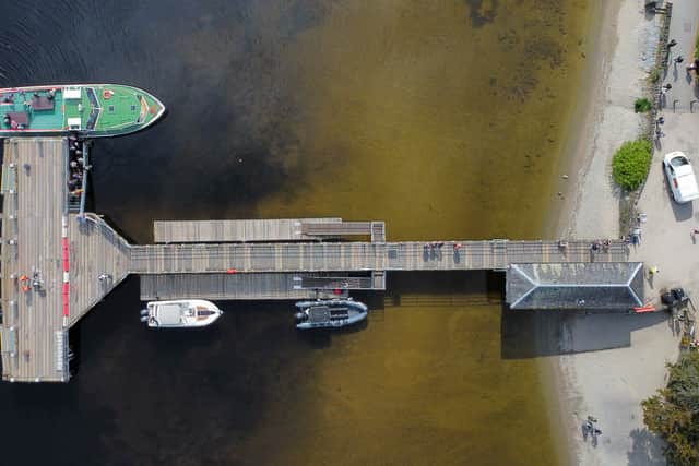 Luss Pier on Loch Lomond in the sunshine