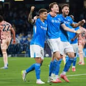 Scott McTominay, centre, celebrates with Napoli teammates after scoring against Torino on Sunday (Picture: Francesco Pecoraro)
