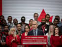 Liberal leader Mark Carney addresses supporters after an election campaign dominated by Donald Trump's tariffs and his insistence that Canada should become part of the US (Picture: Andrej Ivanov)