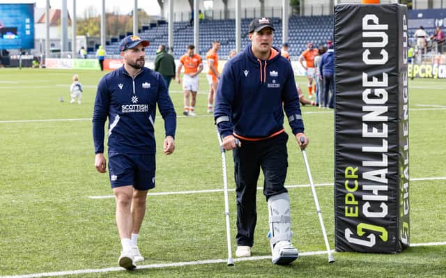 Edinburgh's Duhan van der Merwe injured his ankle while playing against the Dragons.