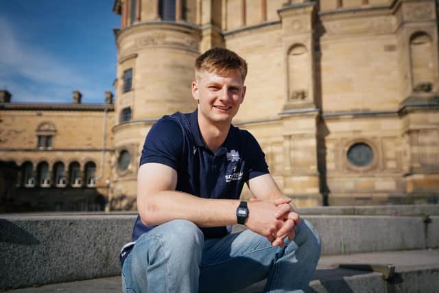 Harry Paterson pictured at Edinburgh University's McEwan Hall, where he studies.