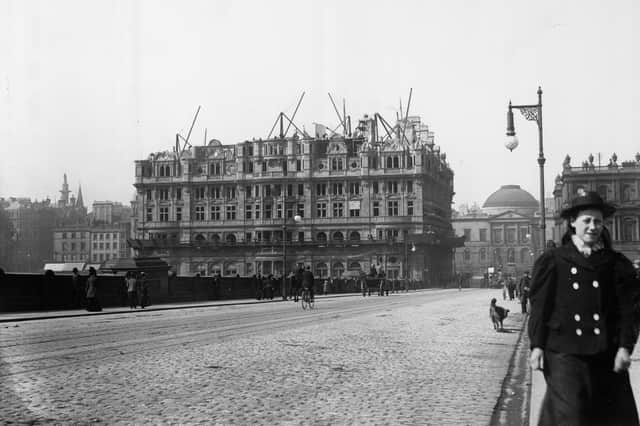 North Bridge in 1901 with the North British Hotel - now the Balmoral - under construction