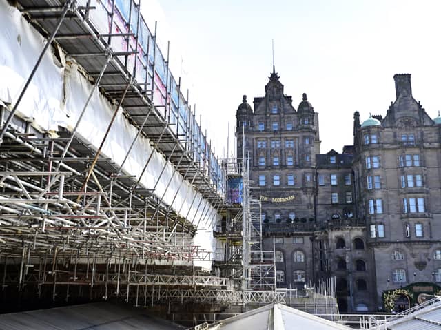 Scaffolding has enveloped North Bridge since 2018.