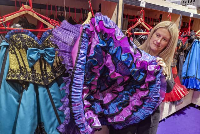 Sabrina Cuniberto looks through the Moulin Rouge! The Musical wardrobe village at the Edinburgh Playhouse.