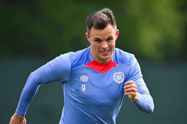 Lawrence Shankland during a Heart of Midlothian training session at the Oriam on May 01, 2025. (Photo by Paul Devlin / SNS Group)
