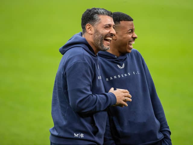 Rangers coach Issame Charai (left) and striker Hamza Igamane. (Photo by Alan Harvey / SNS Group)