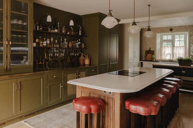 The kitchen is lavishly appointed