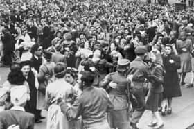 The joy of VE Day in Princes Street Gardens, Edinburgh, on May 8, 1945.