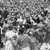 The joy of VE Day in Princes Street Gardens, Edinburgh, on May 8, 1945.