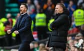 Rangers interim head coach Barry Ferguson and Celtic manager Brendan Rodgers during the previous Old Firm clash at Parkhead in March.  (Photo by Craig Foy / SNS Group)