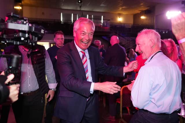 Reform UK leader Nigel Farage visits The Big Club in Newton Aycliffe, County Durham, after his party won a by-election and took hundreds of council seats (Picture: Owen Humphreys)