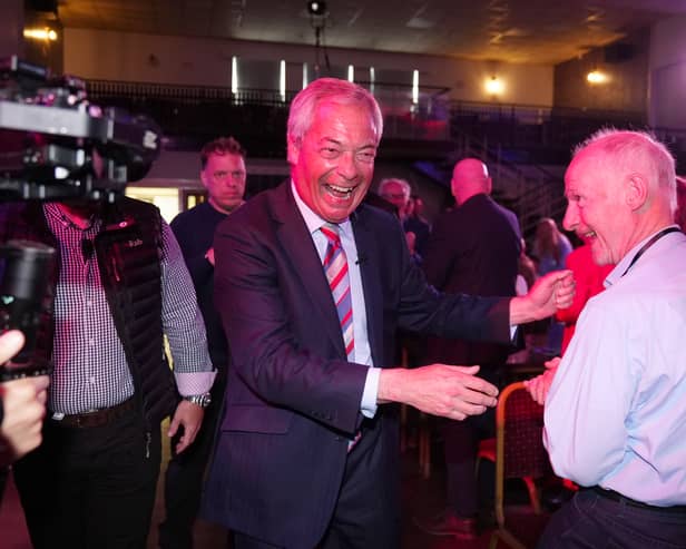 Reform UK leader Nigel Farage visits The Big Club in Newton Aycliffe, County Durham, after his party won a by-election and took hundreds of council seats (Picture: Owen Humphreys)