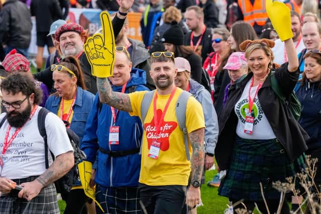 Staff from homeless charity, Cyrenians, encouraged participants along the Edinburgh Kiltwalk route
