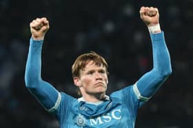 Scotland midfielder Scott McTominay is closing in on the Serie A title with Napoli. (Photo by CARLO HERMANN/AFP via Getty Images)          