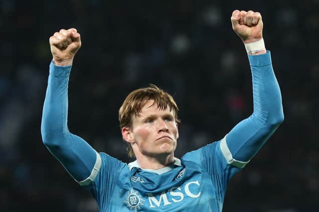 Scotland midfielder Scott McTominay is closing in on the Serie A title with Napoli. (Photo by CARLO HERMANN/AFP via Getty Images)