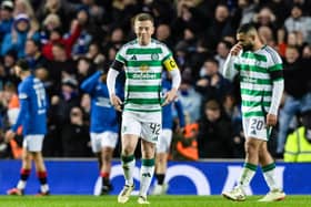 Celtic's Callum McGregor looks dejected during the 3-0 defeat to Rangers at Ibrox on January 2, 2025.  (Photo by Craig Williamson / SNS Group)