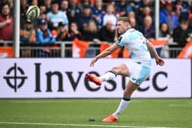 Bath's Finn Russell converts a try against Edinburgh during the EPCR Challenge Cup semi.