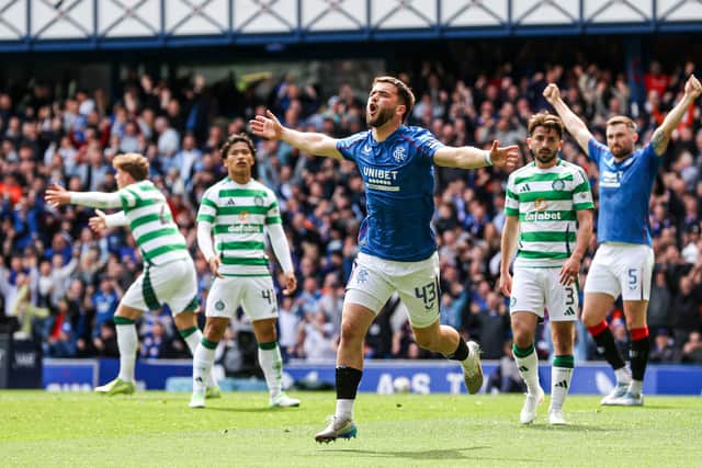 Nicolas Raskin celebrates his ‘goal’ against Celtic before it is ruled out for offside.